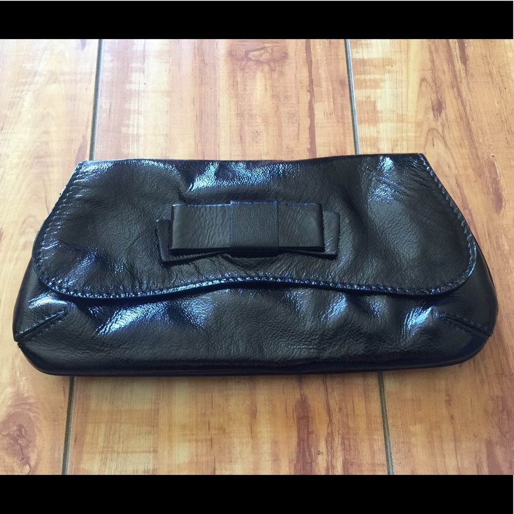 Saba black leather clutch